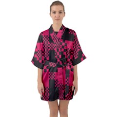 Cube Square Block Shape Half Sleeve Satin Kimono 