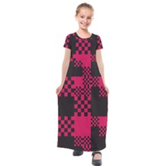 Cube Square Block Shape Kids  Short Sleeve Maxi Dress by Dutashop