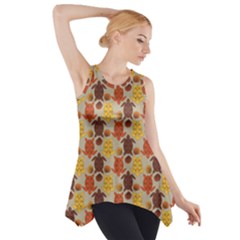 Sea Turtle Sea Life Pattern Side Drop Tank Tunic