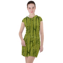 Fern Texture Nature Leaves Drawstring Hooded Dress by Dutashop