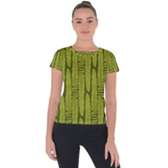 Fern Texture Nature Leaves Short Sleeve Sports Top  by Dutashop