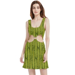 Fern Texture Nature Leaves Velvet Cutout Dress