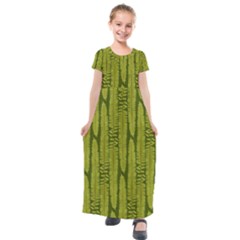 Fern Texture Nature Leaves Kids  Short Sleeve Maxi Dress by Dutashop