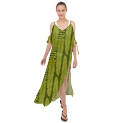 Fern Texture Nature Leaves Maxi Chiffon Cover Up Dress by Dutashop