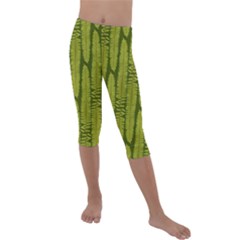 Fern Texture Nature Leaves Kids  Lightweight Velour Capri Leggings  by Dutashop