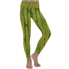 Fern Texture Nature Leaves Kids  Lightweight Velour Classic Yoga Leggings by Dutashop