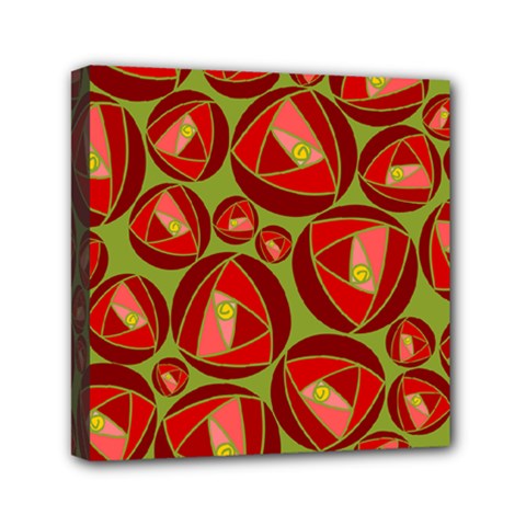 Abstract Rose Garden Red Mini Canvas 6  X 6  (stretched)