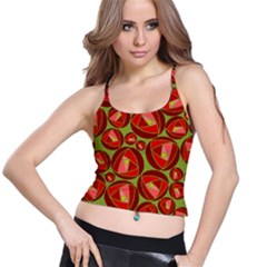 Abstract Rose Garden Red Spaghetti Strap Bra Top