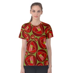 Abstract Rose Garden Red Women s Cotton Tee