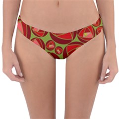 Abstract Rose Garden Red Reversible Hipster Bikini Bottoms