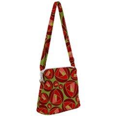 Abstract Rose Garden Red Zipper Messenger Bag