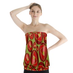 Abstract Rose Garden Red Strapless Top