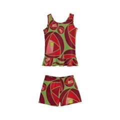 Abstract Rose Garden Red Kids  Boyleg Swimsuit