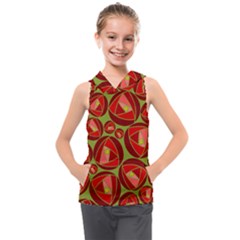 Abstract Rose Garden Red Kids  Sleeveless Hoodie by Dutashop