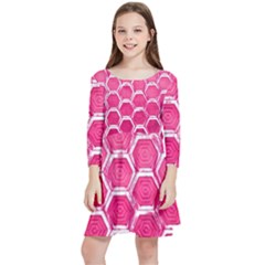 Hexagon Windows Kids  Quarter Sleeve Skater Dress by essentialimage365