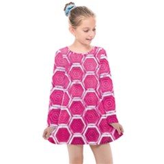 Hexagon Windows Kids  Long Sleeve Dress by essentialimage365