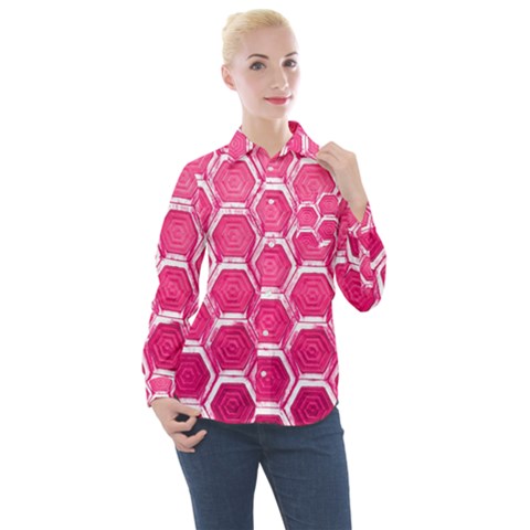 Hexagon Windows Women s Long Sleeve Pocket Shirt by essentialimage365