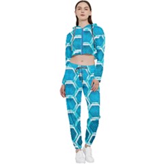 Hexagon Windows Cropped Zip Up Lounge Set by essentialimage365