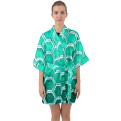 Hexagon Windows Half Sleeve Satin Kimono  by essentialimage365