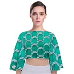 Hexagon Windows Tie Back Butterfly Sleeve Chiffon Top by essentialimage365