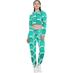 Hexagon Windows Cropped Zip Up Lounge Set by essentialimage365