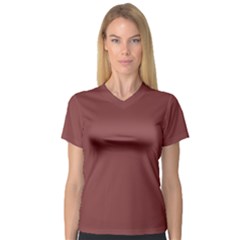 Brandy Brown V-neck Sport Mesh Tee