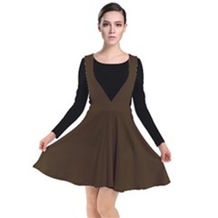 Brunette Brown Plunge Pinafore Dress by FabChoice