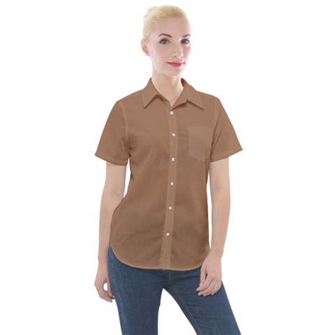 Cafe Au Lait Women s Short Sleeve Pocket Shirt by FabChoice