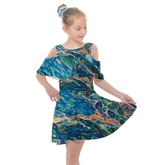 Oceanic Mircoscope  Kids  Shoulder Cutout Chiffon Dress by BrenZenCreations