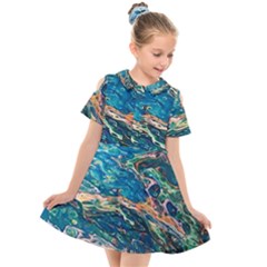 Oceanic Mircoscope  Kids  Short Sleeve Shirt Dress by BrenZenCreations