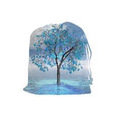 Crystal Blue Tree Drawstring Pouch (large)