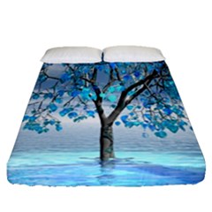 Crystal Blue Tree Fitted Sheet (queen Size) by icarusismartdesigns
