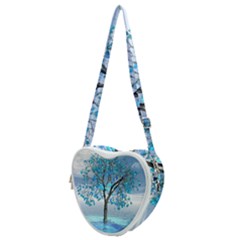 Crystal Blue Tree Heart Shoulder Bag