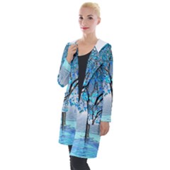 Crystal Blue Tree Hooded Pocket Cardigan