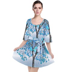 Crystal Blue Tree Velour Kimono Dress