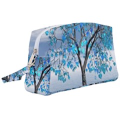 Crystal Blue Tree Wristlet Pouch Bag (large)