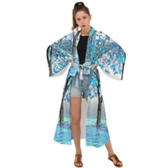 Crystal Blue Tree Maxi Kimono