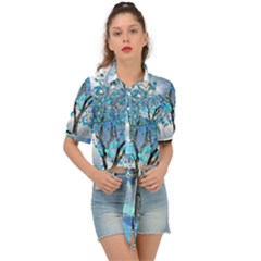 Crystal Blue Tree Tie Front Shirt 