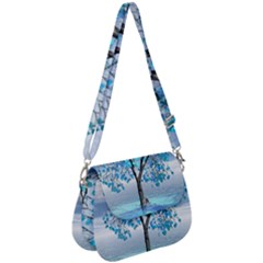 Crystal Blue Tree Saddle Handbag