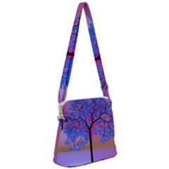 Tree Sunset Zipper Messenger Bag