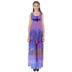 Tree Sunset Empire Waist Maxi Dress