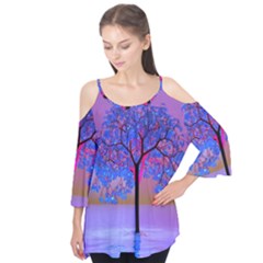 Tree Sunset Flutter Tees