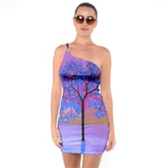 Tree Sunset One Soulder Bodycon Dress