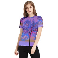 Tree Sunset Women s Short Sleeve Rash Guard