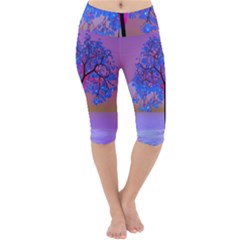 Tree Sunset Lightweight Velour Cropped Yoga Leggings