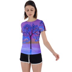 Tree Sunset Back Circle Cutout Sports Tee