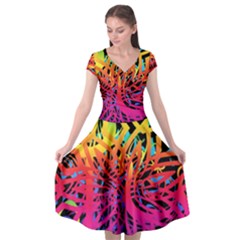 Abstract Jungle Cap Sleeve Wrap Front Dress by icarusismartdesigns