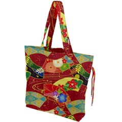 Floral Abstract Drawstring Tote Bag by icarusismartdesigns