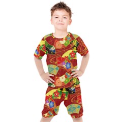 Floral Abstract Kids  Tee And Shorts Set by icarusismartdesigns