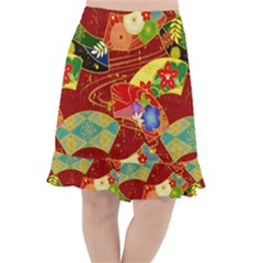 Floral Abstract Fishtail Chiffon Skirt by icarusismartdesigns